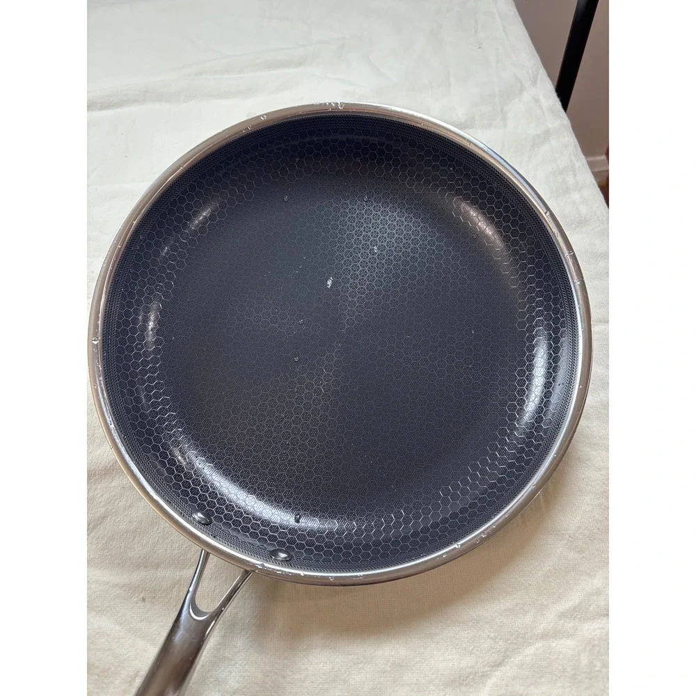 HexClad 12 Inch Hybrid Nonstick Frying Pan Stainless Steel without lid